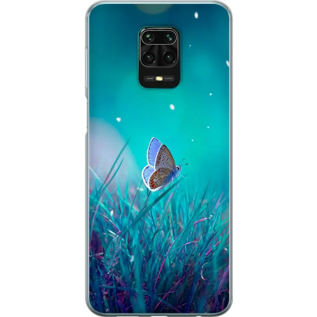 Xiaomi Redmi Note 9 Pro Gjennomsiktig Telefondeksel Blå fjäril v:7323925