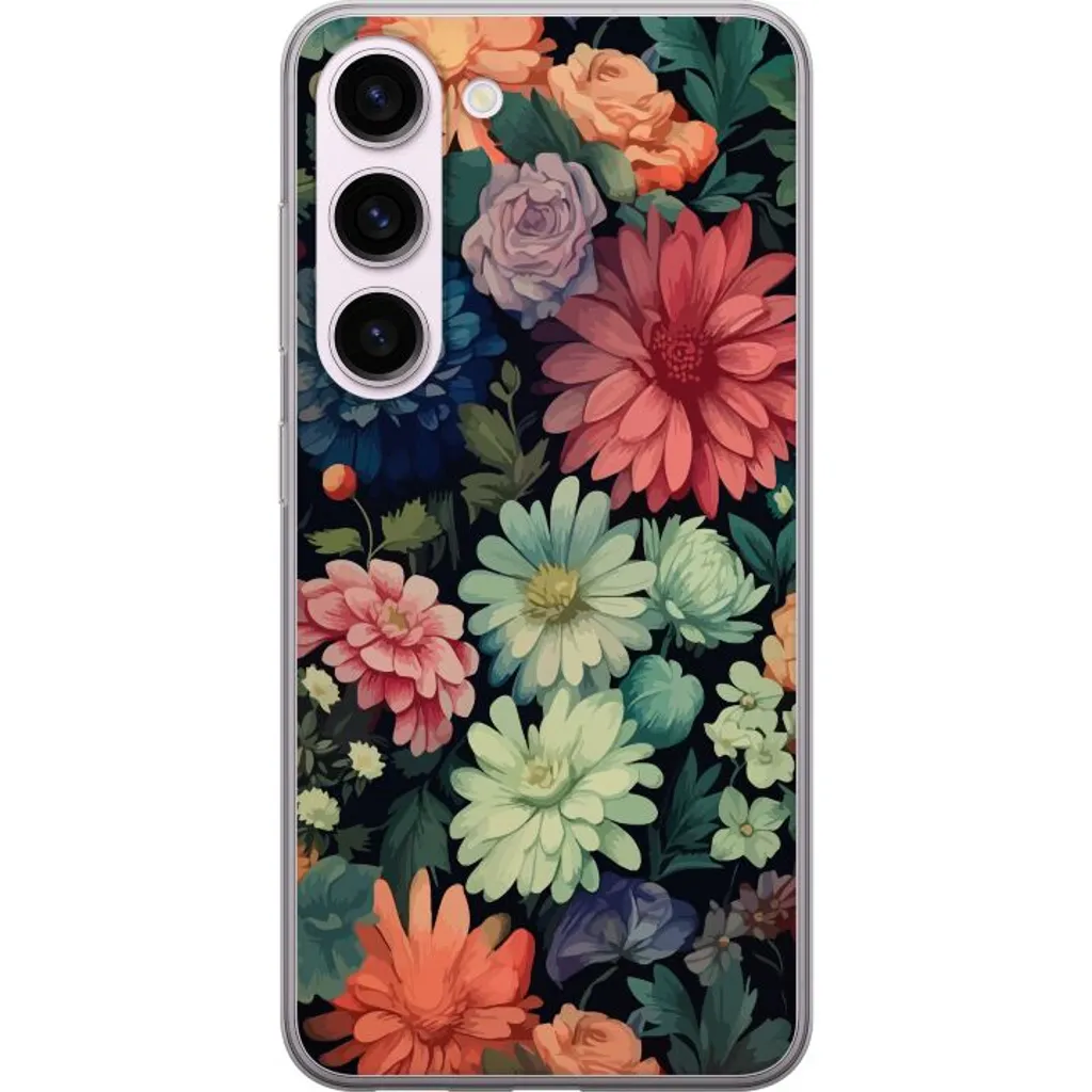 Samsung Galaxy S23 Gjennomsiktig Telefondeksel Färglada blommor v:5437057