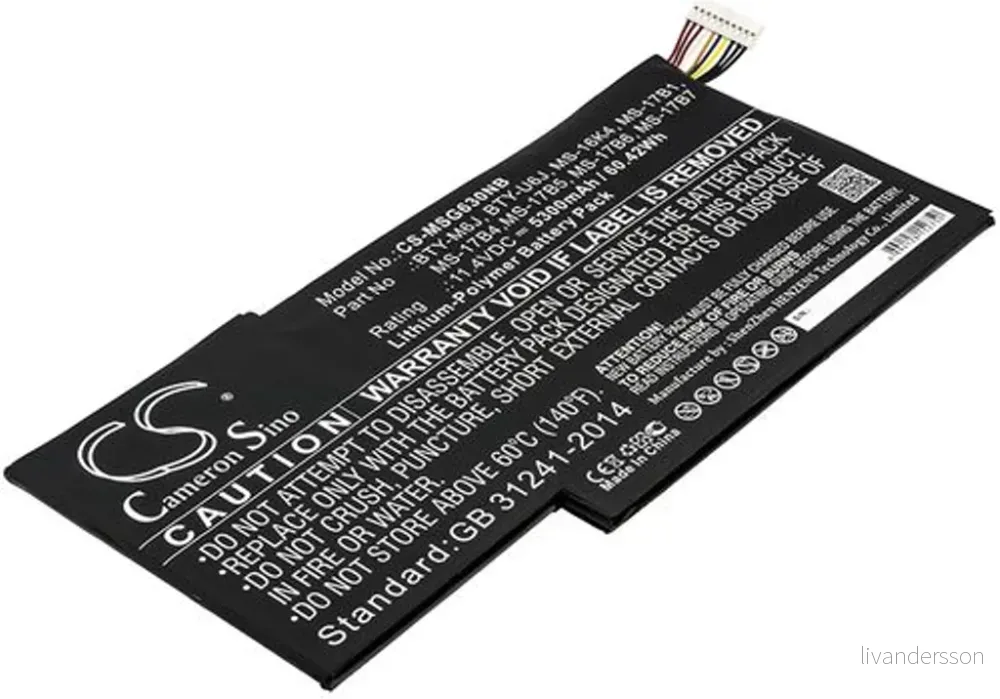 Batteri til Msi GS73 8RF-010, 11.4V, 5300 mAh v:5317836