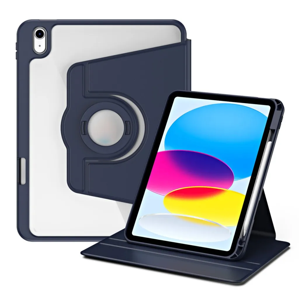 iPad 10.9" 2022 / iPad 11" 2025 etui med roterbart stativ – Mørkblå v:1285702
