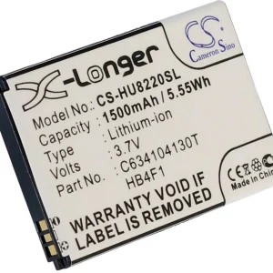 Batteri til Huawei A115, 3.7V (3.6V), 1500 mAh v:1385320 Batteri til Huawei A115, 3.7V (3.6V), 1500 mAh v:1385320