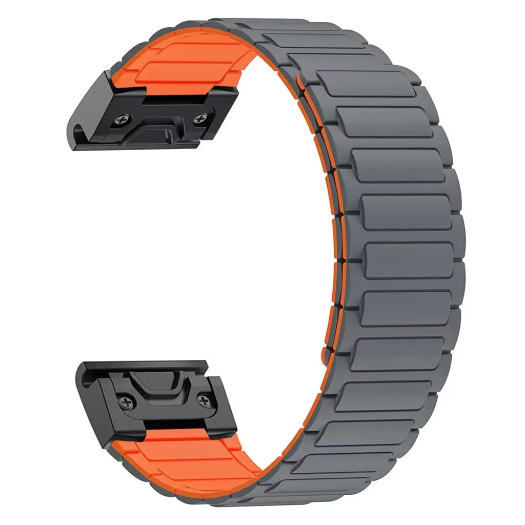 Garmin Fenix 8/Fenix 8 Pro/Fenix E osv. Klokkereim Silikon – Grå/Oransje v:4485276