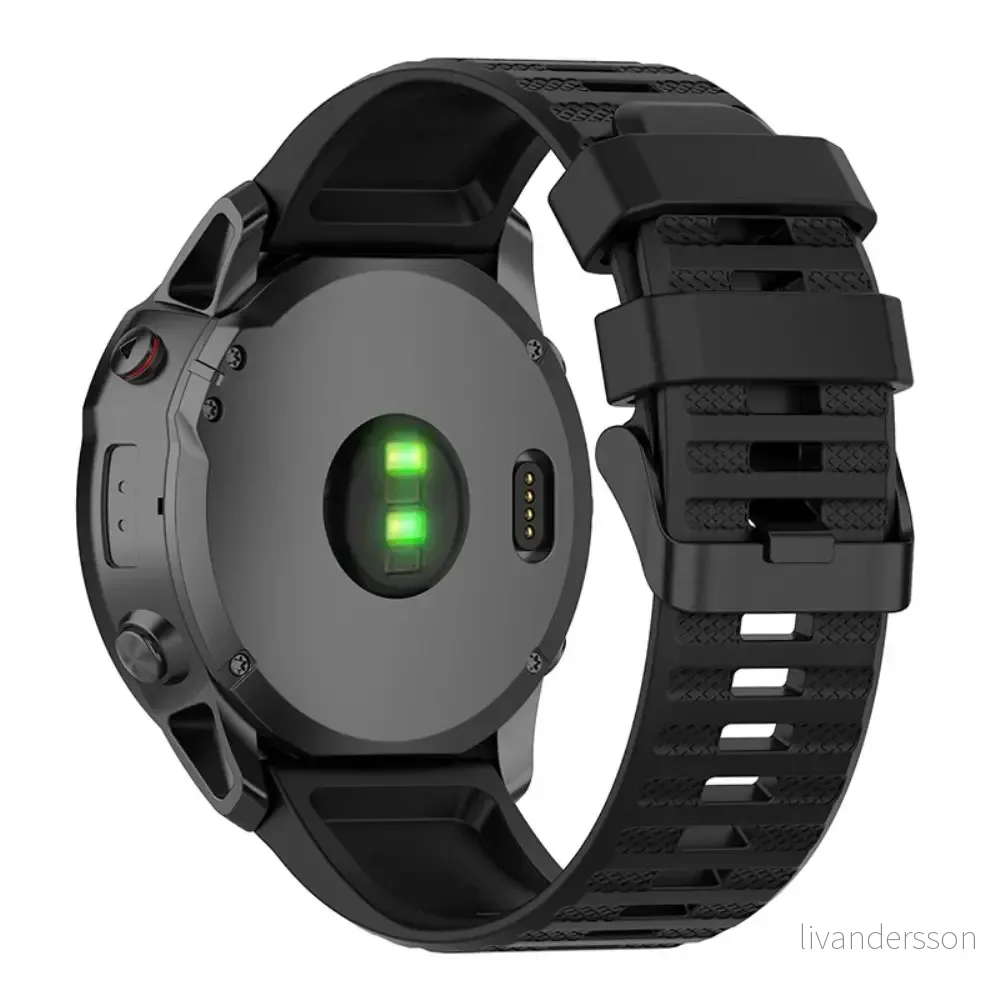 Garmin Fenix 5X/6X/6X Pro etc. Klokkereim i silikon – Svart v:8070703