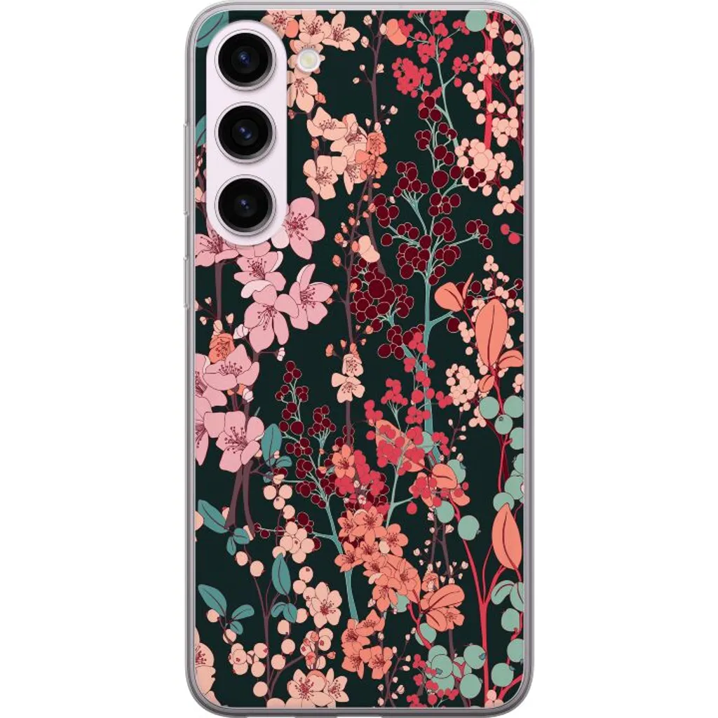 Samsung Galaxy S23+ Gjennomsiktig Telefondeksel Blommor v:2145583