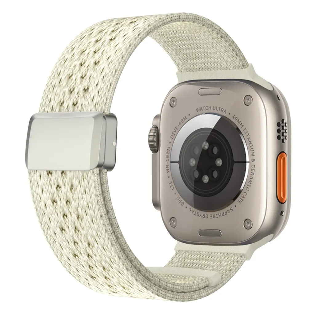 Apple Watch 42/41/40/38mm Klokkereim i nylonblonderdesign – Hvit v:4907539