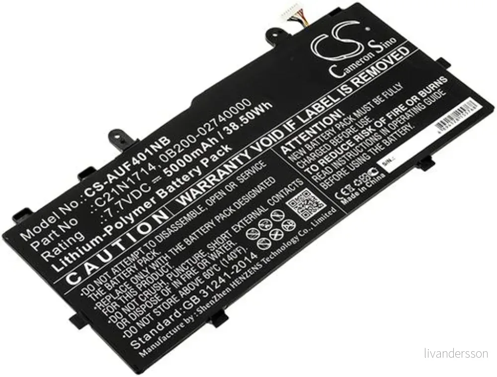 Batteri til Asus VivoBook Flip 14 TP401CA-EC077T, 7.7V, 5000 mAh v:3828621