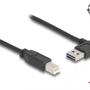 Delock EASY-USB USB-A hann vinklet venstre/høyre til USB-B hann, 1m – Svart v:4102214