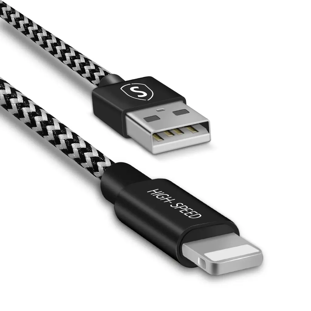 SiGN Skin Lightning-kabel 2.1A, 1,5m – Svart/Hvit v:3744725