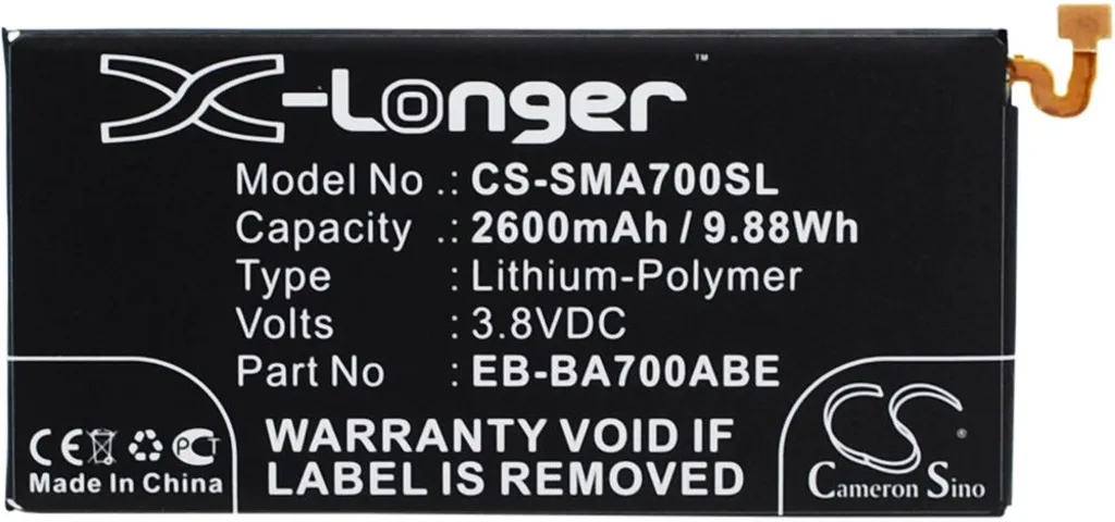 Batteri til Samsung Galaxy A7 Duos, 3.8V, 2600 mAh v:1337577