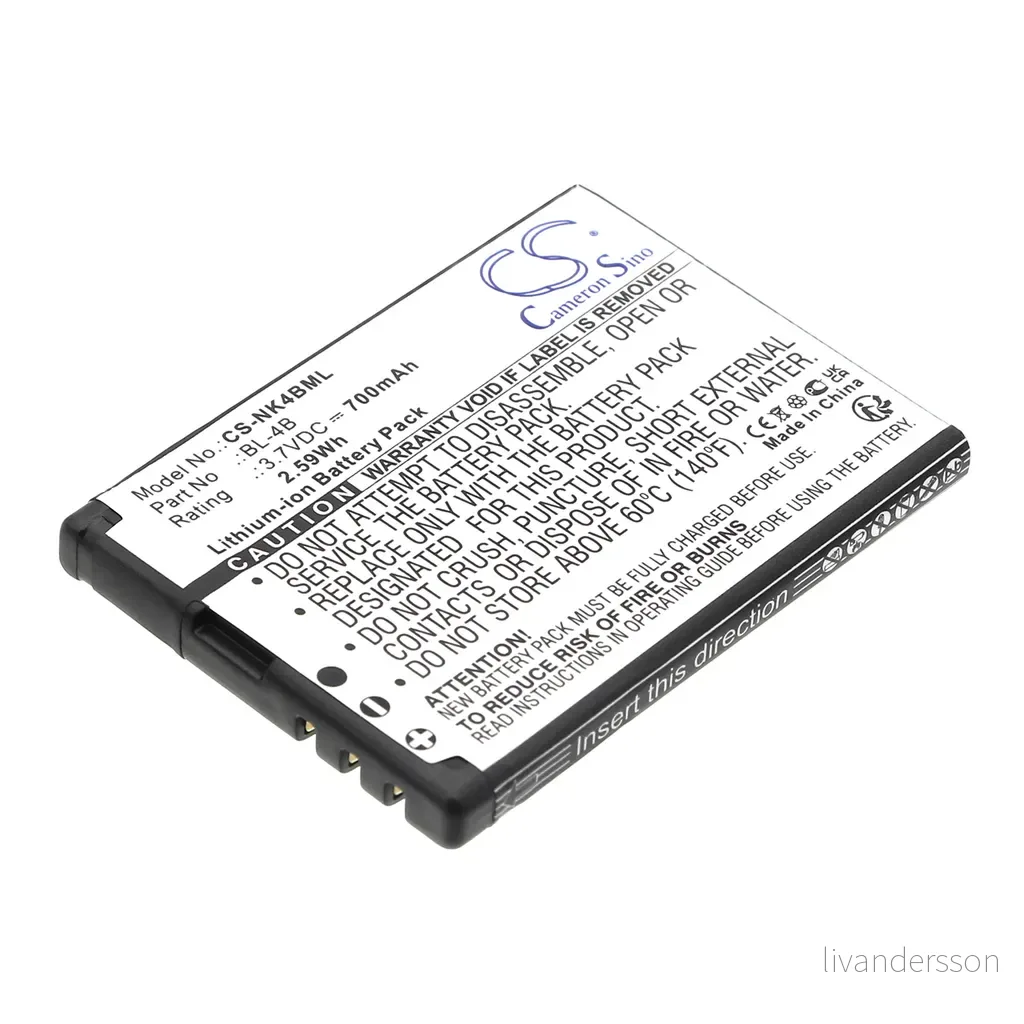 Batteri til BL-4B erstatningsbatteri v:8202957 Batteri til BL-4B erstatningsbatteri v:8202957