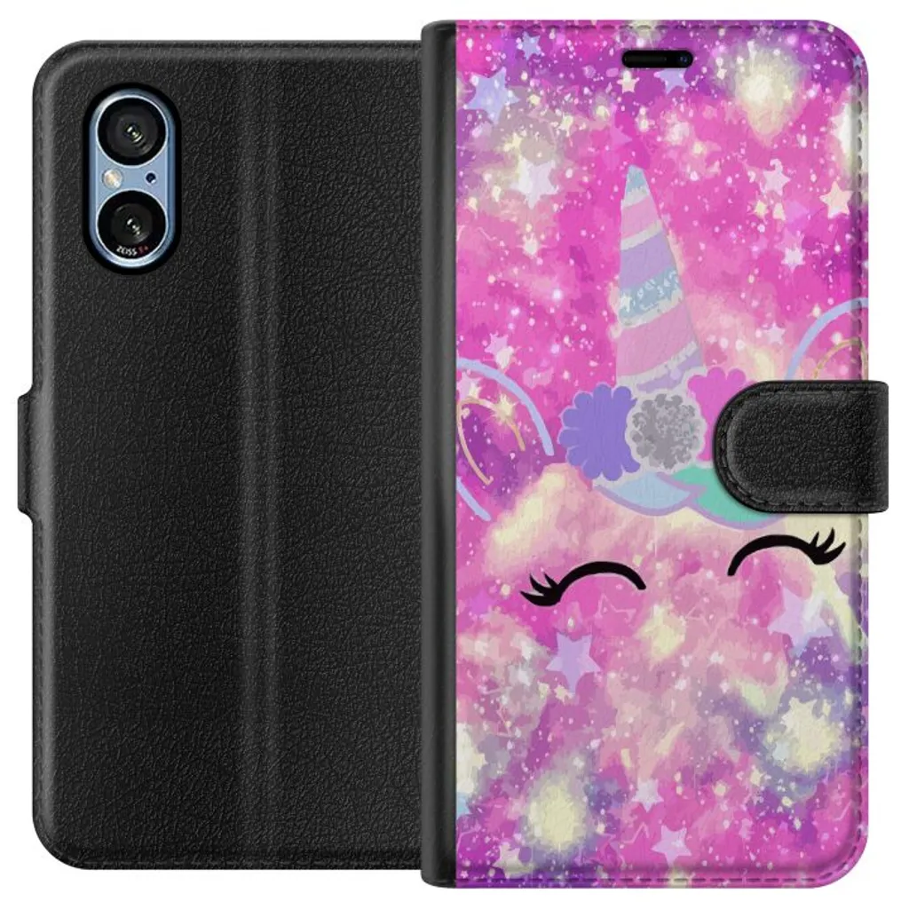 Sony Xperia 5 V Sort Lommebokdeksel Glad Enhörning v:3084885