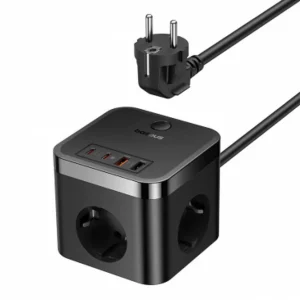 Baseus PowerCombo Cube Vegglader, 4000W, 2x USB-A, 2x USB-C, 3x EU-plugg v:8089970