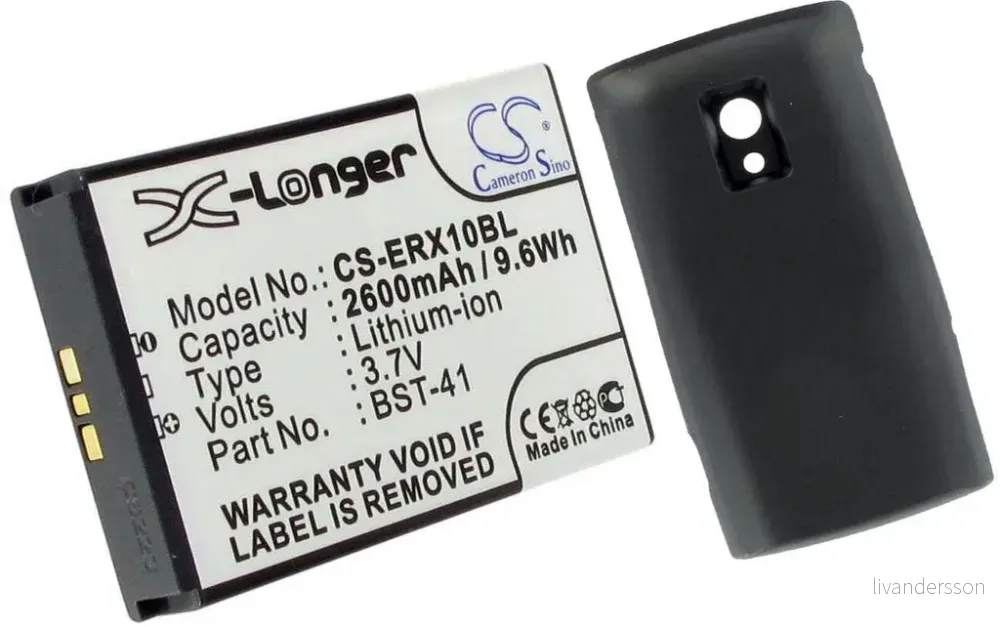 Batteri til BST-41 / Xperia X10 erstatningsbatteri 2600 mAh v:9978332