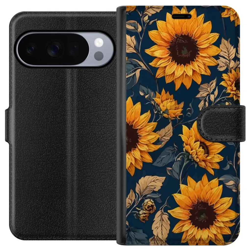 Google Pixel 11 Pro Sort Lommebokdeksel Solrosor v:9353476