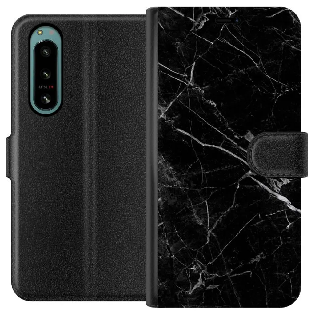Sony Xperia 5 IV Sort Lommebokdeksel Svart marmor v:3595425