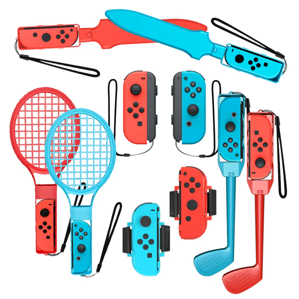 Nintendo Switch Sports 10-i-1 tilbehørssett – rød/blå v:6230835