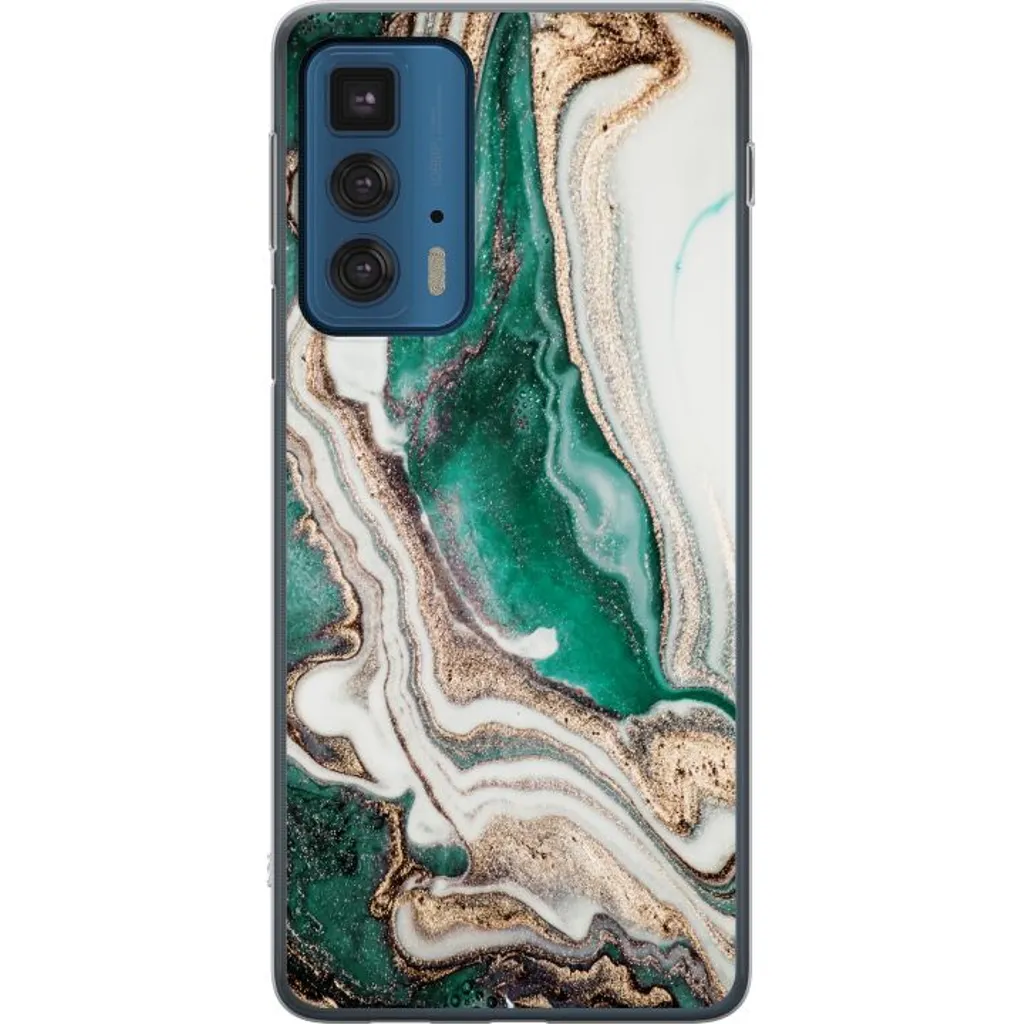 Motorola Edge 20 Pro Gjennomsiktig Telefondeksel Grön / Guld marmor v:8273208