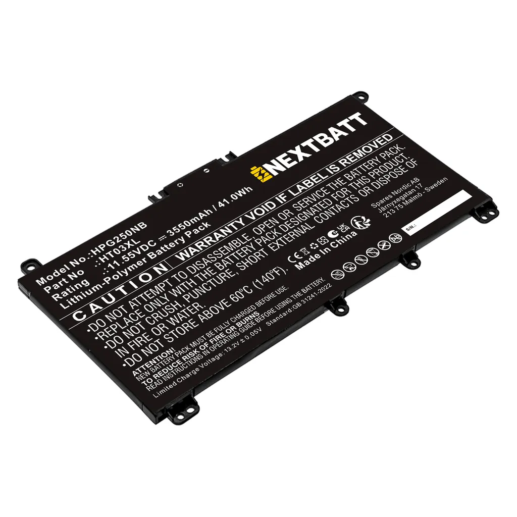 Batteri til HP 15-DA1323NIA, 11.55V, 3550 mAh v:8901361