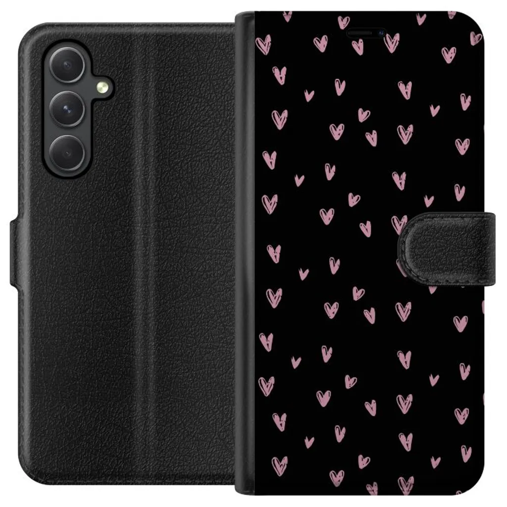 Samsung Galaxy A15 5G Sort Lommebokdeksel Små Kärleksymboler v:2581970