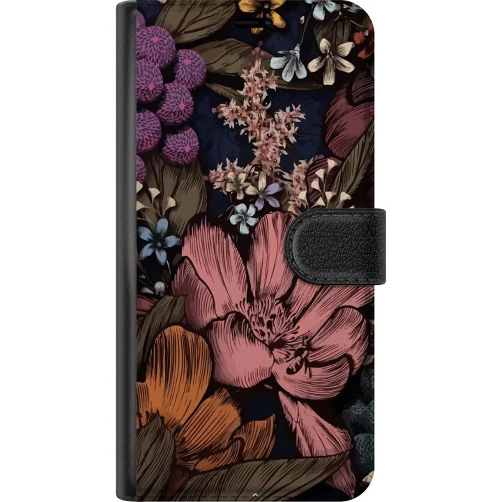 OnePlus 13R Sort Lommebokdeksel Tecknade blommor v:6491556