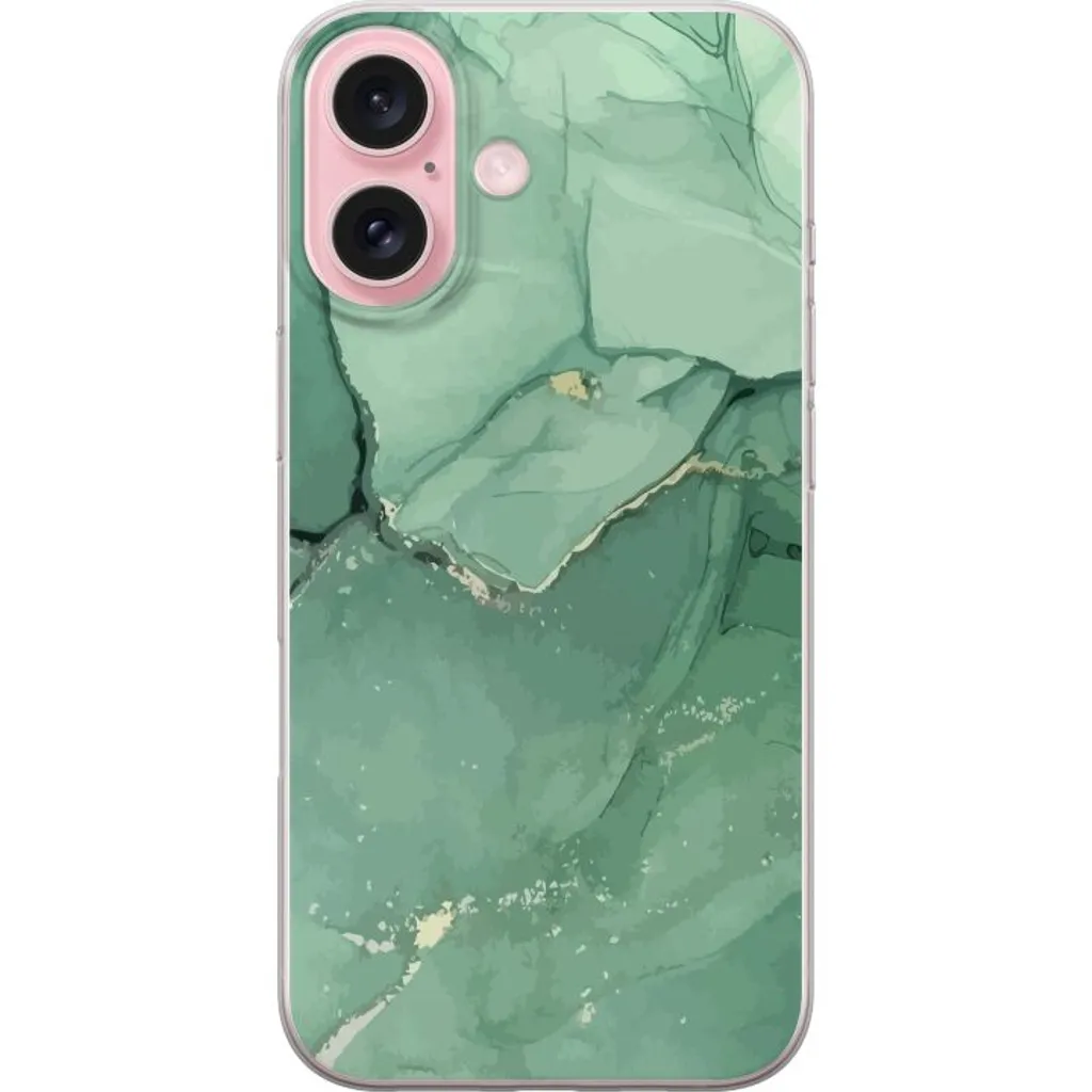 Apple iPhone 16 Gjennomsiktig Telefondeksel Grön Marmor v:6038420