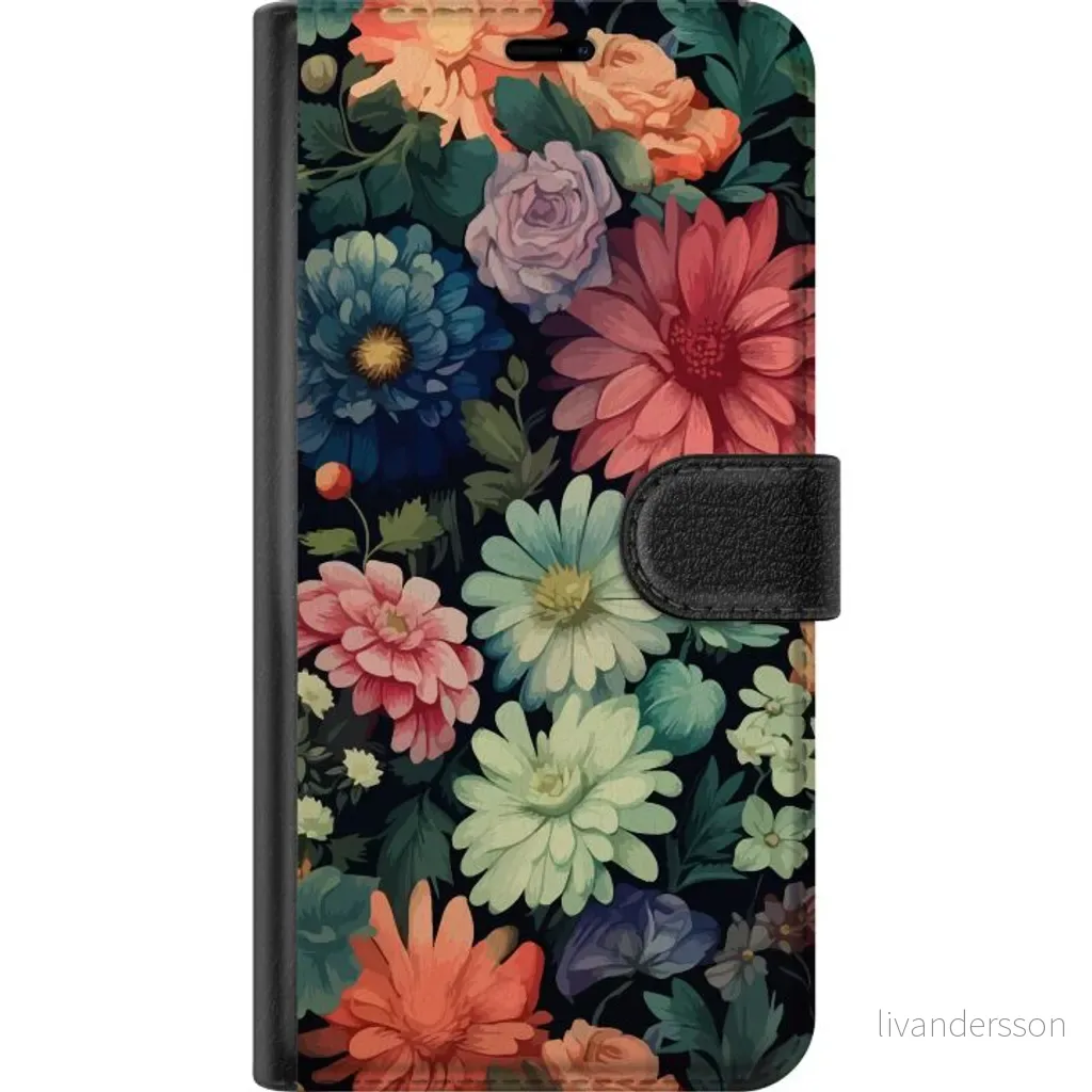 Xiaomi 13T Pro Sort Lommebokdeksel Färglada blommor v:1360003