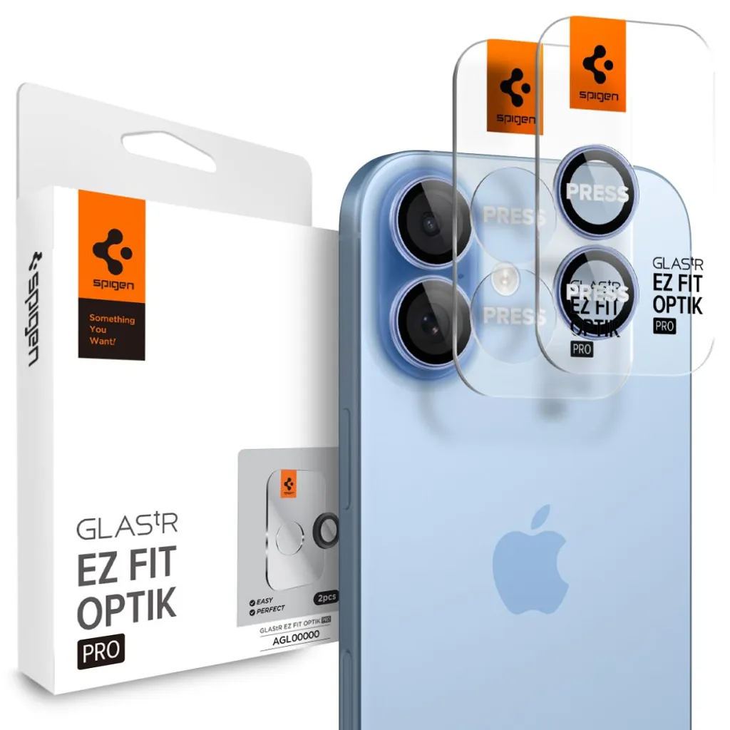 Spigen Optik Pro GLASS.TR "EZ FIT" iPhone 16/16 Plus/17 Linsebeskytter 2-pakning – Blå v:6667744