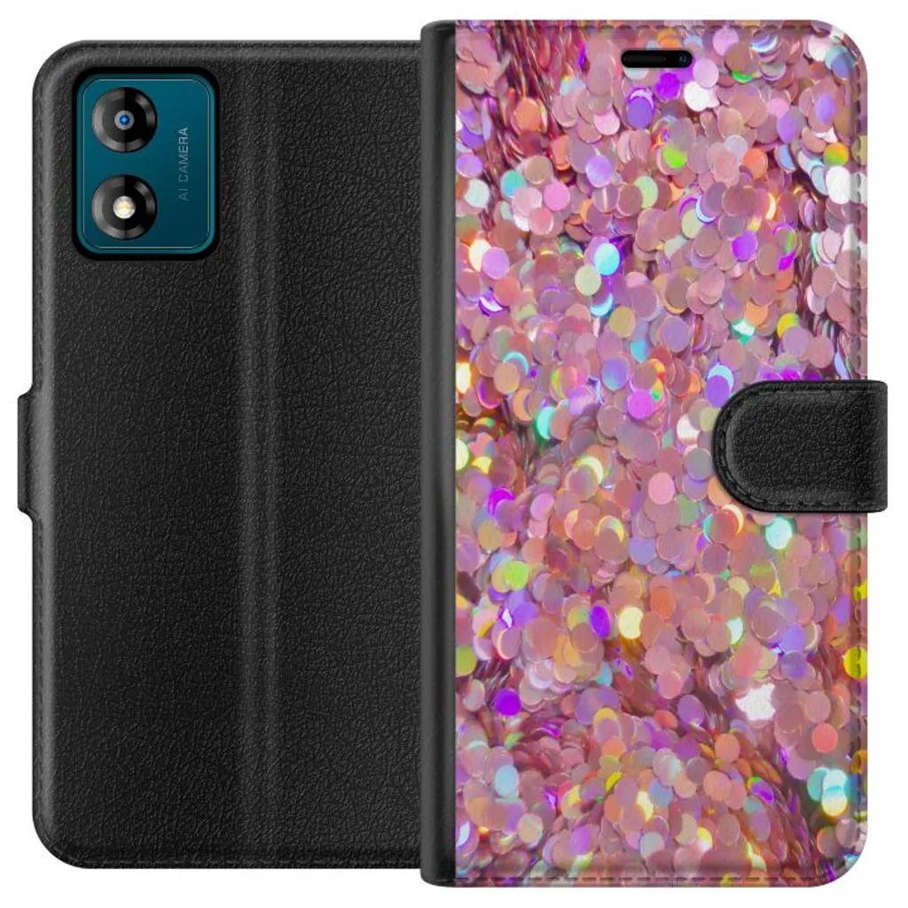 Motorola Moto E13 Sort Lommebokdeksel Glitter v:4298571