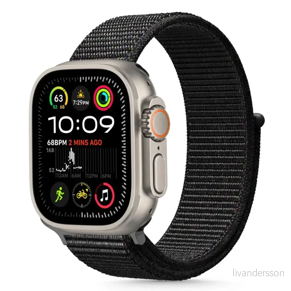 Tech-Protect Nylon Klokkereim til Apple Watch 44/45/46/49 mm – Svart v:2884431