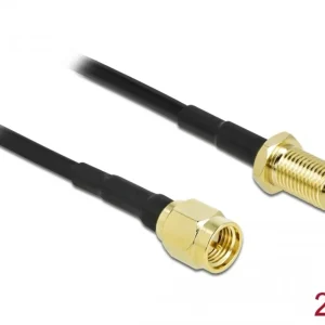 Delock antennekabel SMA hann til SMA hunn LMR/CFD100 lavt tap, 2m – svart v:1441422