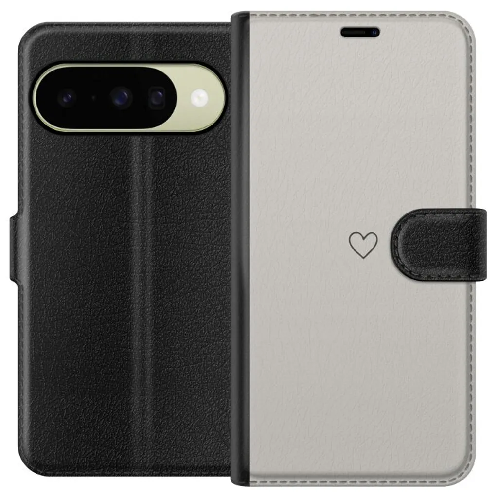 Google Pixel 10 Sort Lommebokdeksel Grått hjärta v:2786107