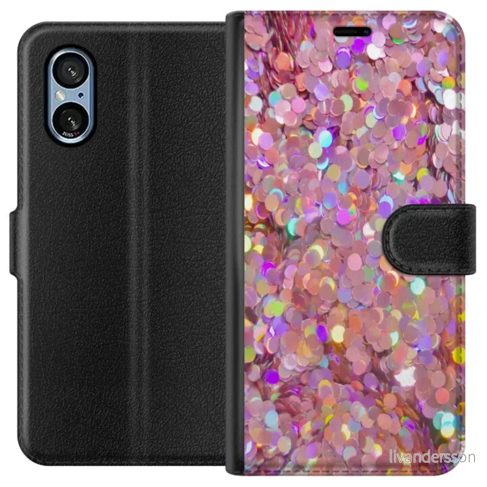 Sony Xperia 10 VI Sort Lommebokdeksel Glitter v:1534551