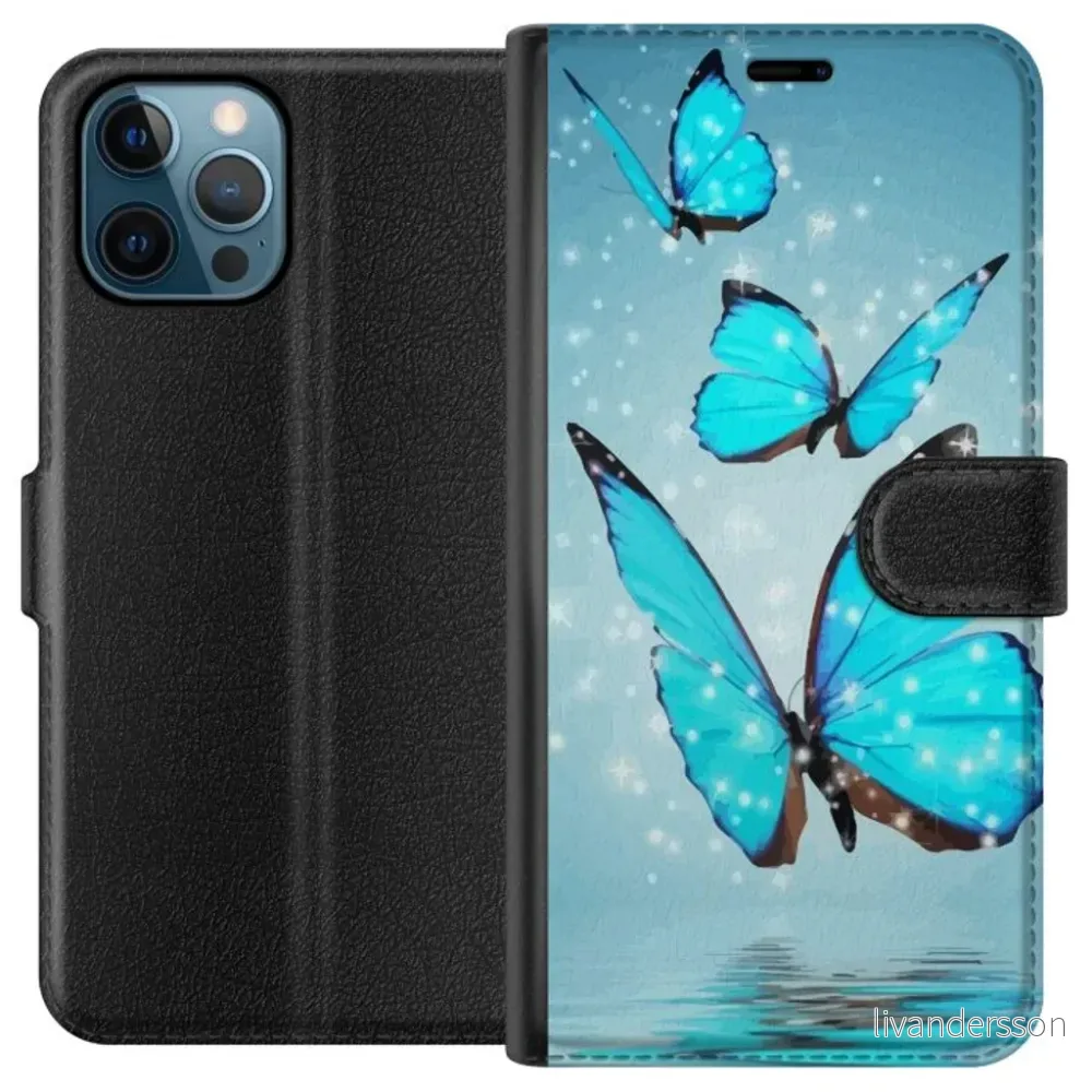 Apple iPhone 12 Pro Sort Lommebokdeksel Magiska Fjärilar v:6279297