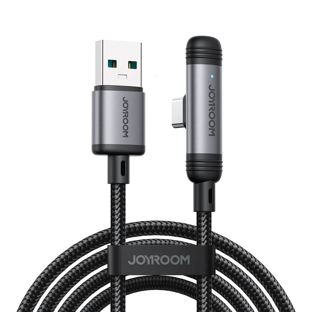 Joyroom USB-A til USB-C vinklet hurtigladekabel 3A, 1,2m – Svart v:9551928