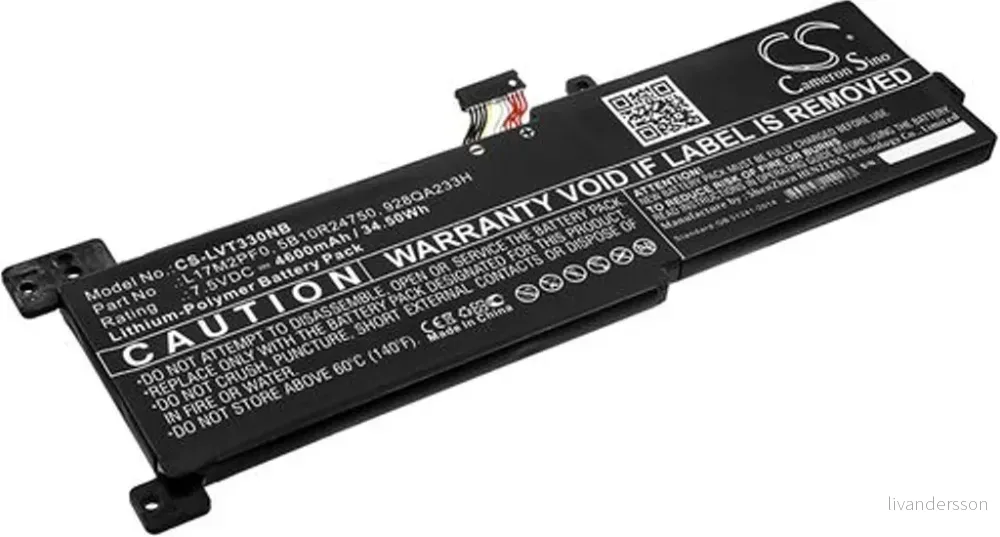 Batteri til L17M2PF2 for Lenovo, 7.5V, 4600 mAh v:3465027