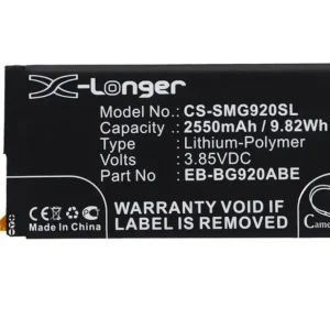 Batteri til Samsung SM-G920R4, 3.85V, 2550 mAh v:4608242 Batteri til Samsung SM-G920R4, 3.85V, 2550 mAh v:4608242