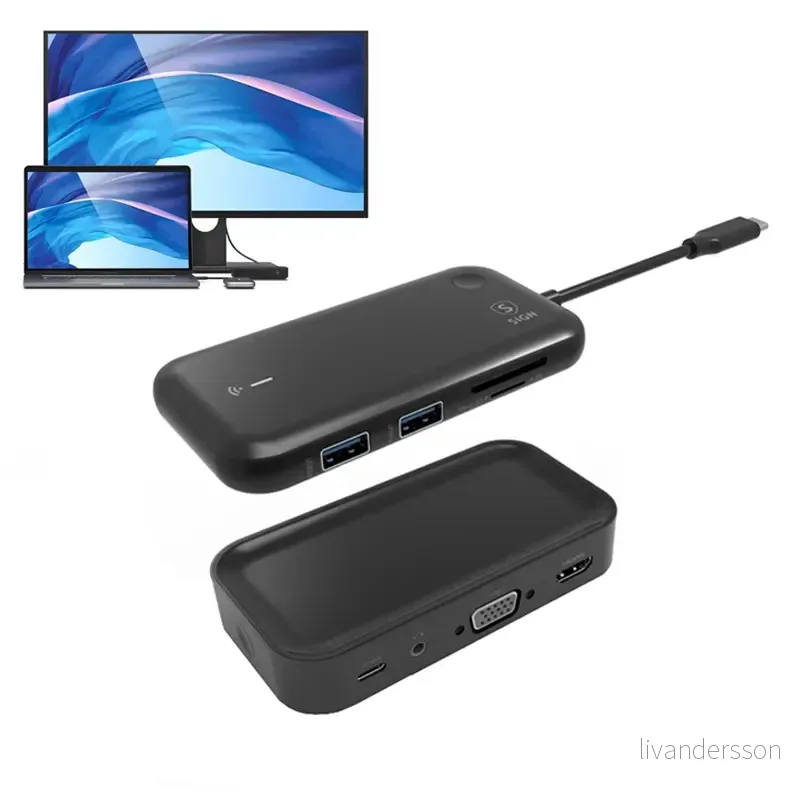 SiGN USB-C hub + Bildeoverføring til TV via Bluetooth 1080p, 10w – Svart v:1378309