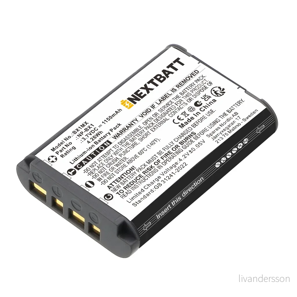 Batteri til Sony HDR-GWP88V, 3,6 (3,7)V, 1150mAh v:9509396