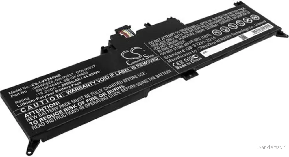 Batteri til Lenovo ThinkPad Yoga 260(20FE-0037AU), 15.2V, 2900 mAh v:9778586