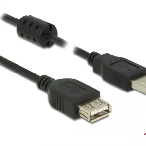 Delock forlengelseskabel USB-A 2.0 hann til USB-A 2.0 hunn 1m – svart v:1694456