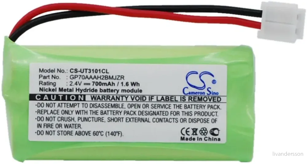 Batteri til Ge 28821FJ3, 2.4V, 700 mAh v:3612842