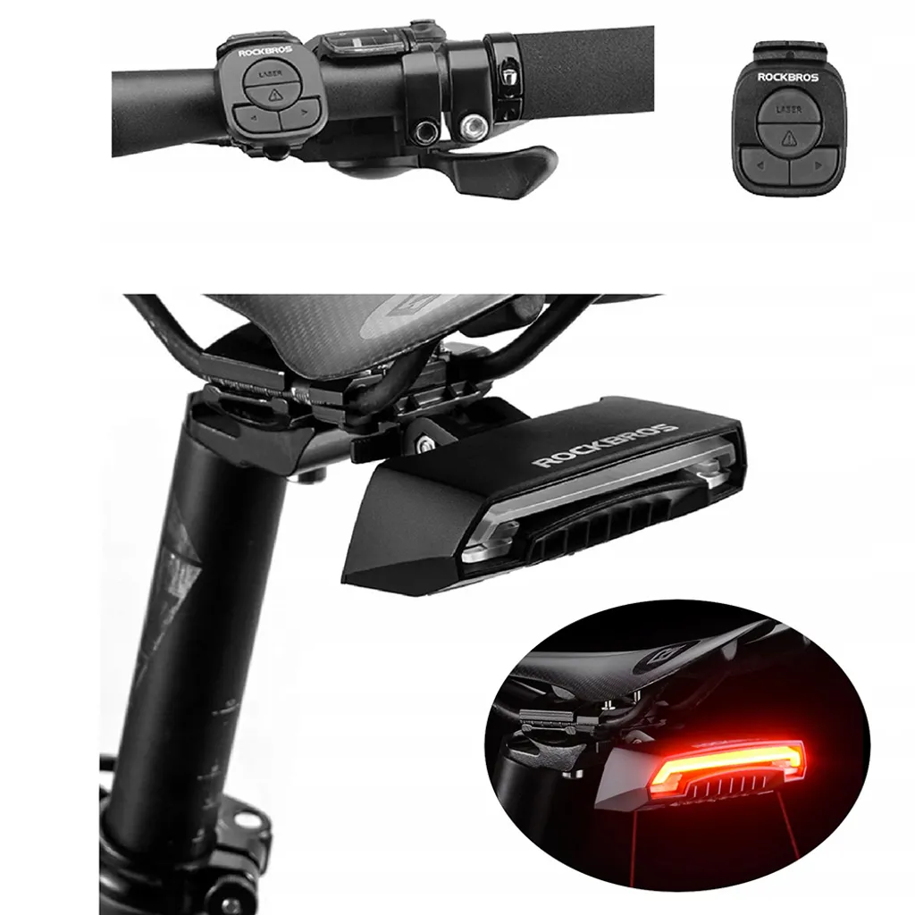 Rockbros sykkelbaklykt med laser 80lm med fjernkontroll, oppladbar 2000mAh v:5509315 Rockbros sykkelbaklykt med laser 80lm med fjernkontroll, oppladbar 2000mAh v:5509315