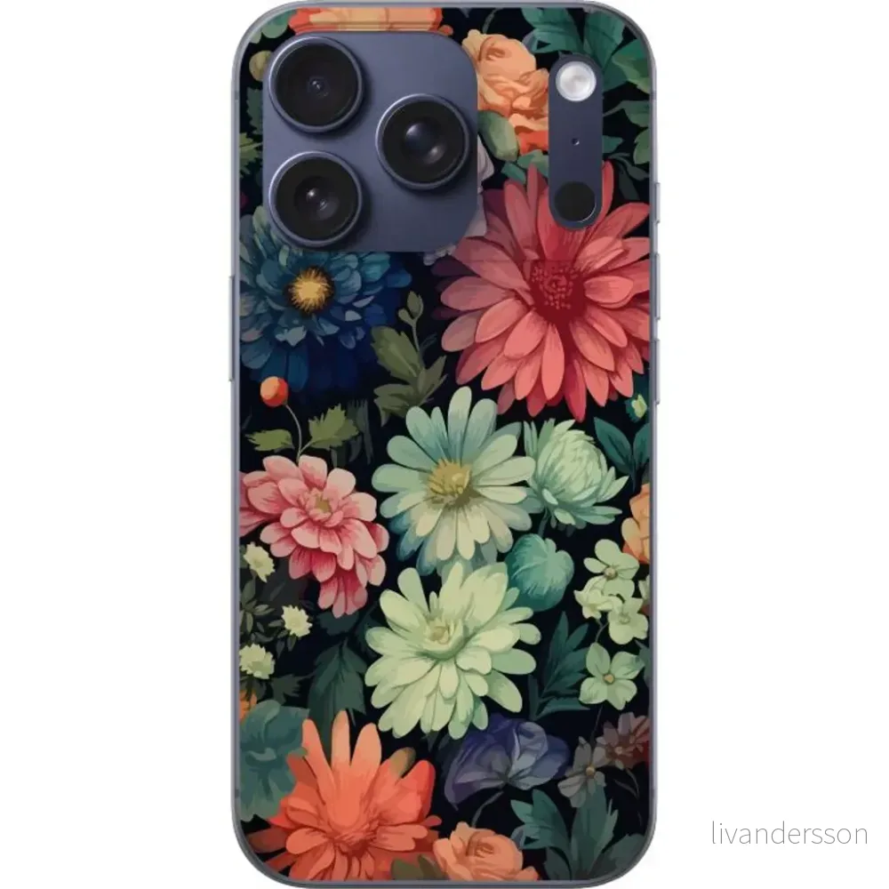 Apple iPhone 17 Pro Gjennomsiktig Telefondeksel Färglada blommor v:4211796