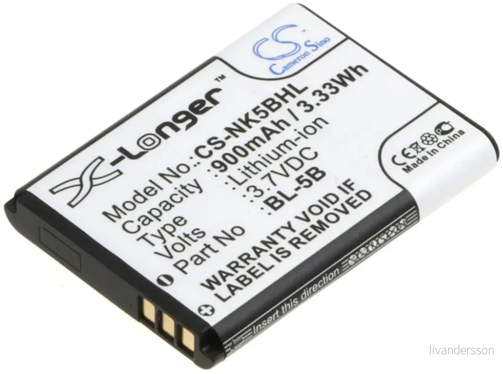 Batteri til BL-5B for Alcatel, 3.7V, 900 mAh v:6462713