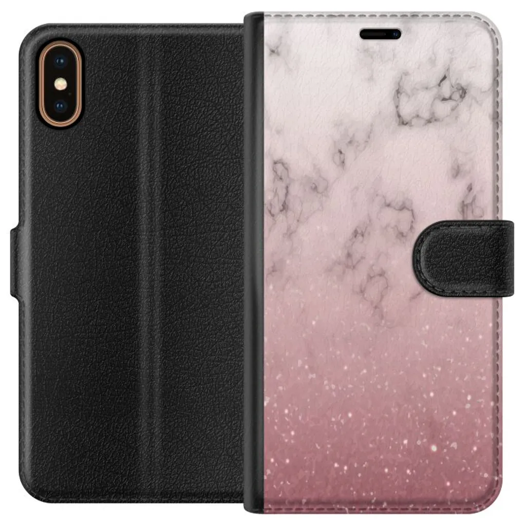 Apple iPhone X Sort Lommebokdeksel Glitter och marmor v:4332829