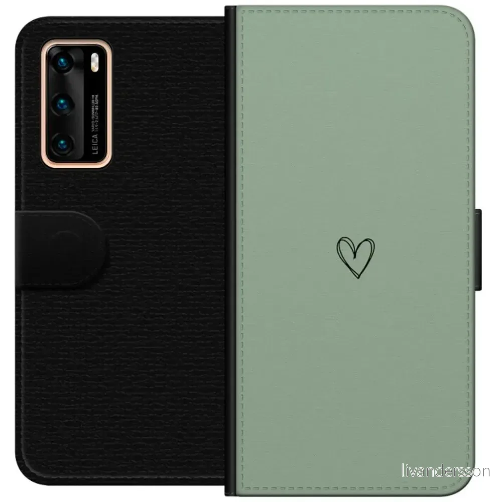 Huawei P40 Sort Lommebokdeksel Hjärta v:6343899