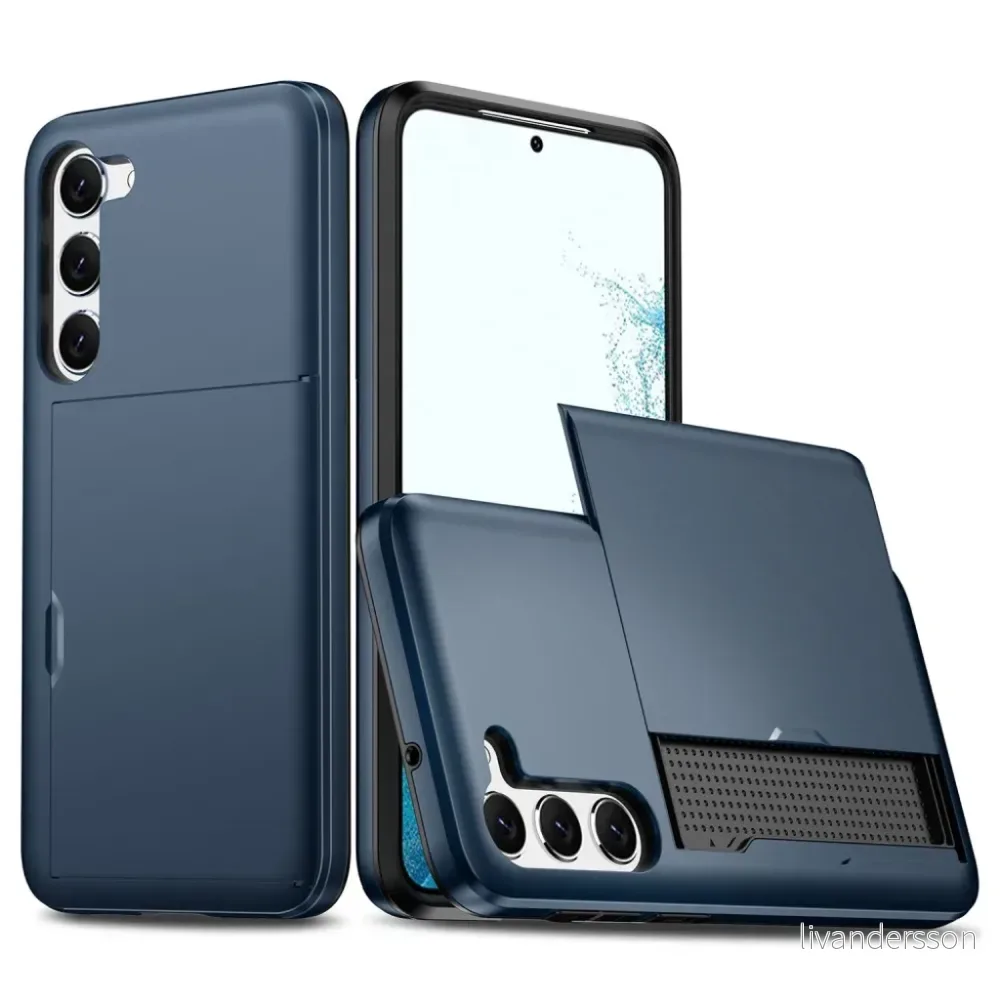 Samsung Galaxy S23 deksel med en kortholder – Mørkeblått v:1578719