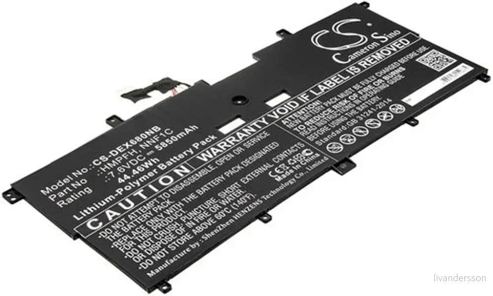 Batteri til Dell XPS 13-9365-D6505TS, 7.6V, 5850 mAh v:9222365
