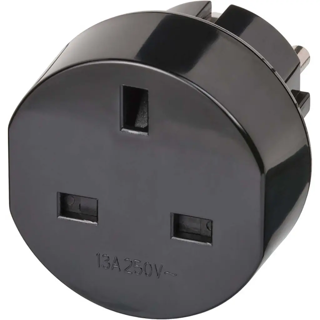 Brennenstuhl UK til Europa Jordet Reiseadapter, 13A, 250V – Svart v:2018026