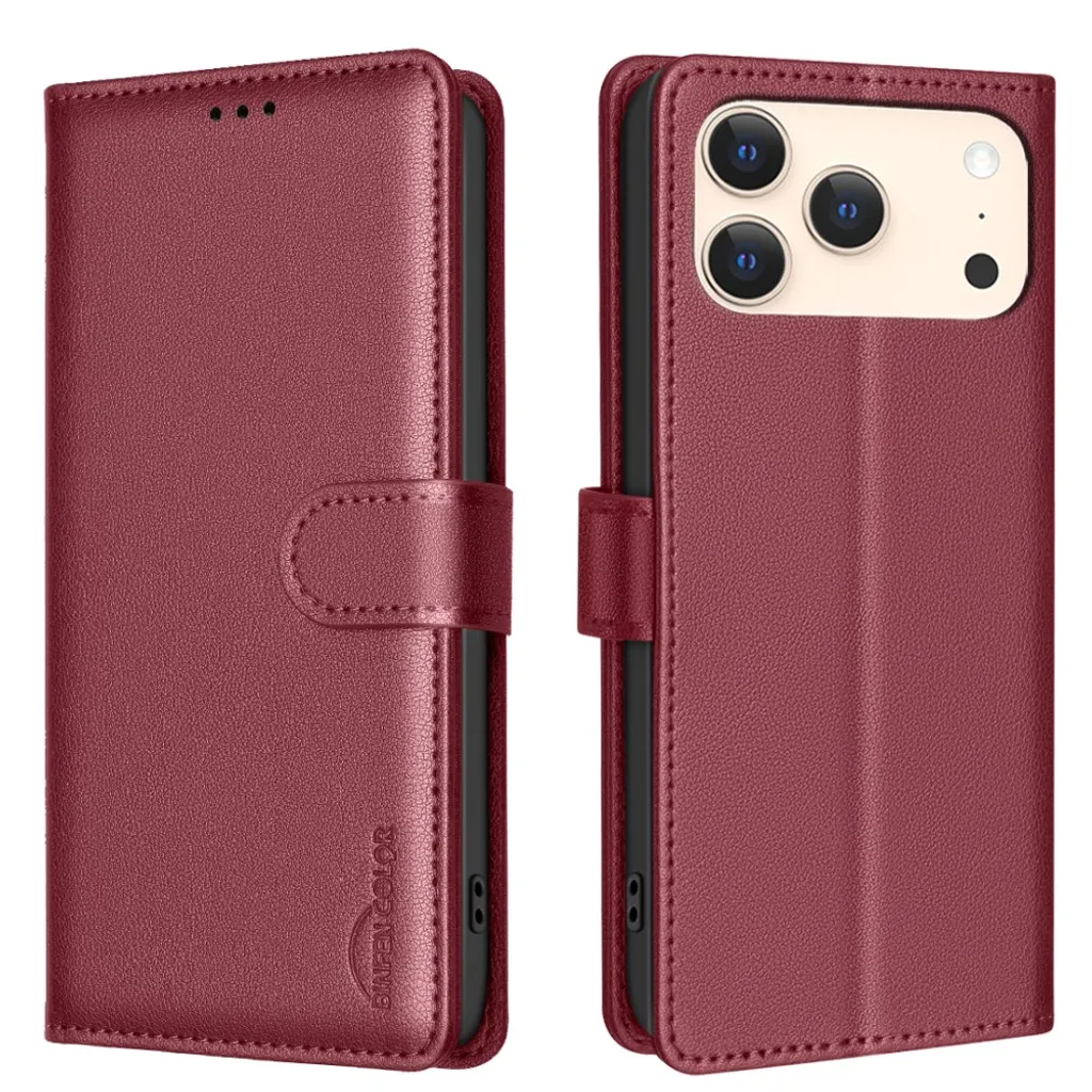 BINFEN COLOR iPhone 18 Pro Max/17 Pro Max Lommeboketui i PU-skinn – Rød v:5101124